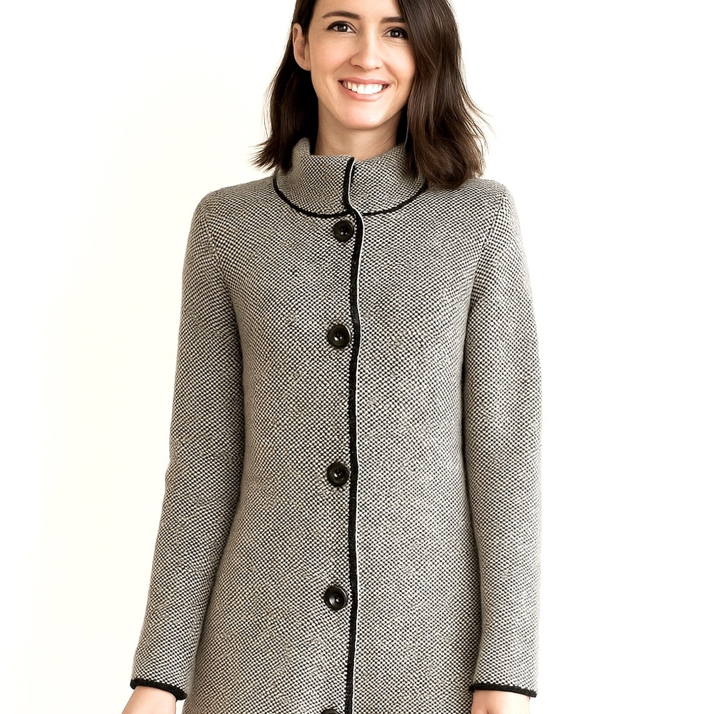 Gio & Gio Made in Italy Button Down Black and White Long Coat